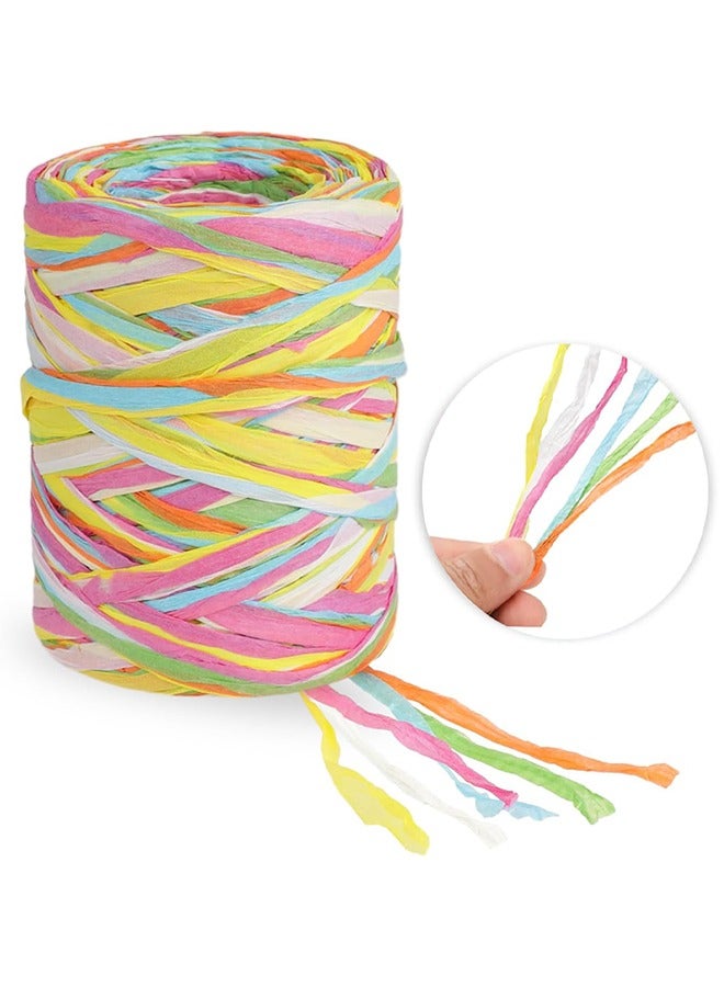 Colored Raffia Paper Ribbon, 6 Colors Packing Paper String, 262 Feet Colored Paper String Raffia Ribbon for Gift Wrapping, Wrapping Ribbons for Gift Party Decor DIY Craft Decoration - Image 1